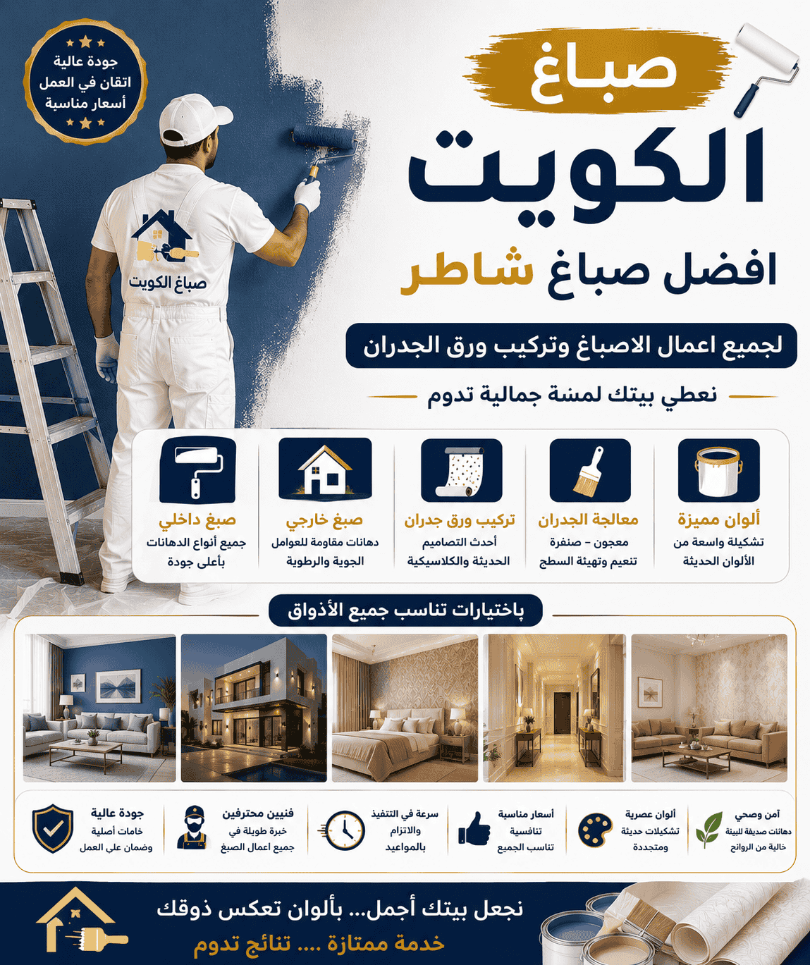 صباغ منازل بالكويت تشطيب دقيق ومواعيد مضبوطة